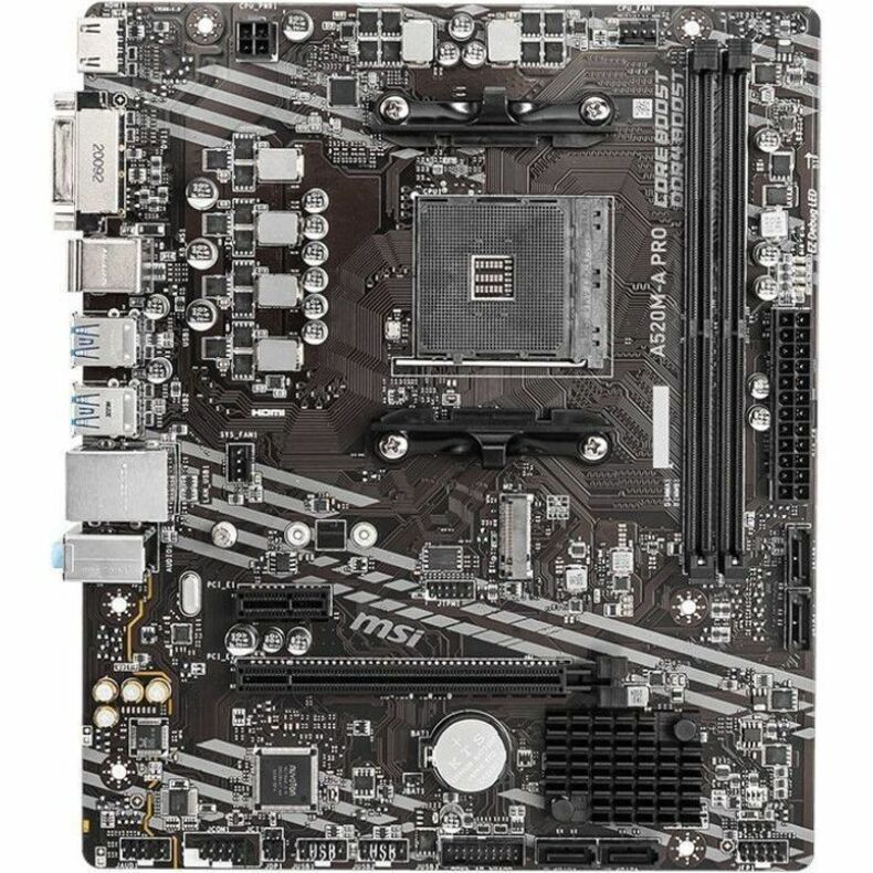 Alternate-Image1 Image for MSI A520M-A PRO Desktop Motherboard - AMD A520 Chipset - Socket AM4 - Micro ATX
