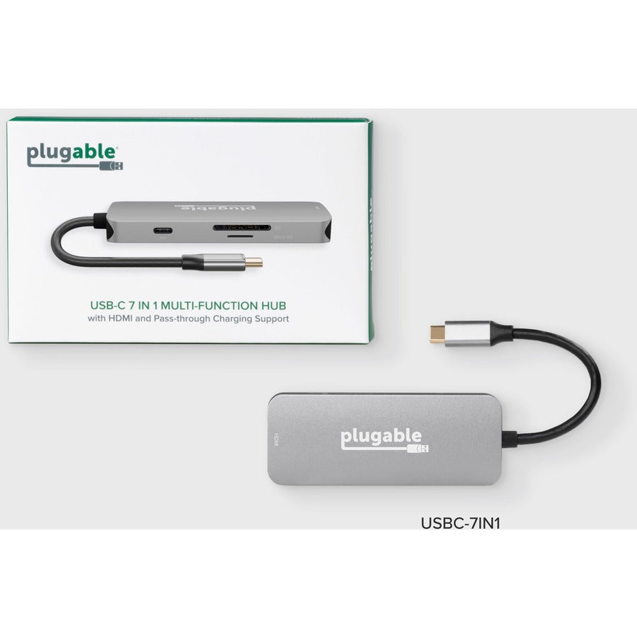 Alternate-Image7 Image for Plugable USB C Hub Multiport Adapter, 7-in-1 Hub Compatible with MacBook Pro, Windows, Chromebook, Dell XPS, Thunderbolt 3 and More