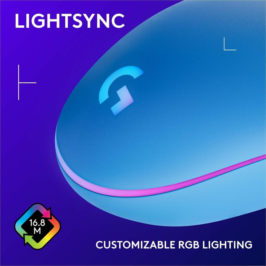 Alternate-Image3 Image for Logitech G203 Wired Gaming Mouse, 8,000 DPI, Rainbow Optical Effect LIGHTSYNC RGB, 6 Programmable Buttons, Blue