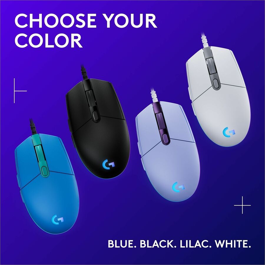 Alternate-Image7 Image for Logitech G203 Wired Gaming Mouse, 8,000 DPI, Rainbow Optical Effect LIGHTSYNC RGB, 6 Programmable Buttons, Lilac
