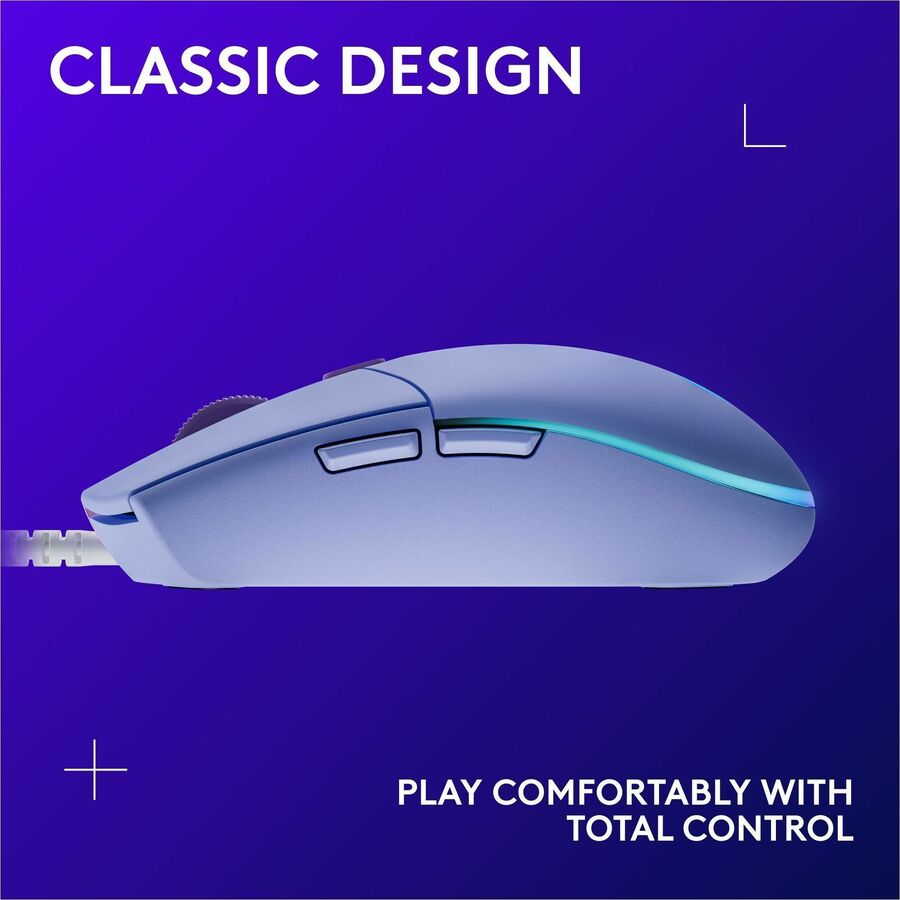 Alternate-Image6 Image for Logitech G203 Wired Gaming Mouse, 8,000 DPI, Rainbow Optical Effect LIGHTSYNC RGB, 6 Programmable Buttons, Lilac