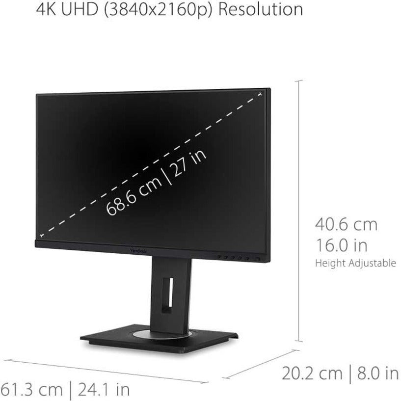 Alternate-Image10 Image for ViewSonic VG2756-4K 27 Inch IPS 4K Docking Monitor with Integrated USB C 3.2, RJ45, HDMI, Display Port and 40 Degree Tilt Ergonomics for Home and Office