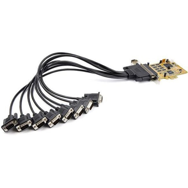 Left Image for StarTech 8-Port PCI Express RS232 Serial Adapter Card, PCIe to DB9 RS232 Controller Card, 16C1050 UART, 15kV ESD, Windows Only, TAA