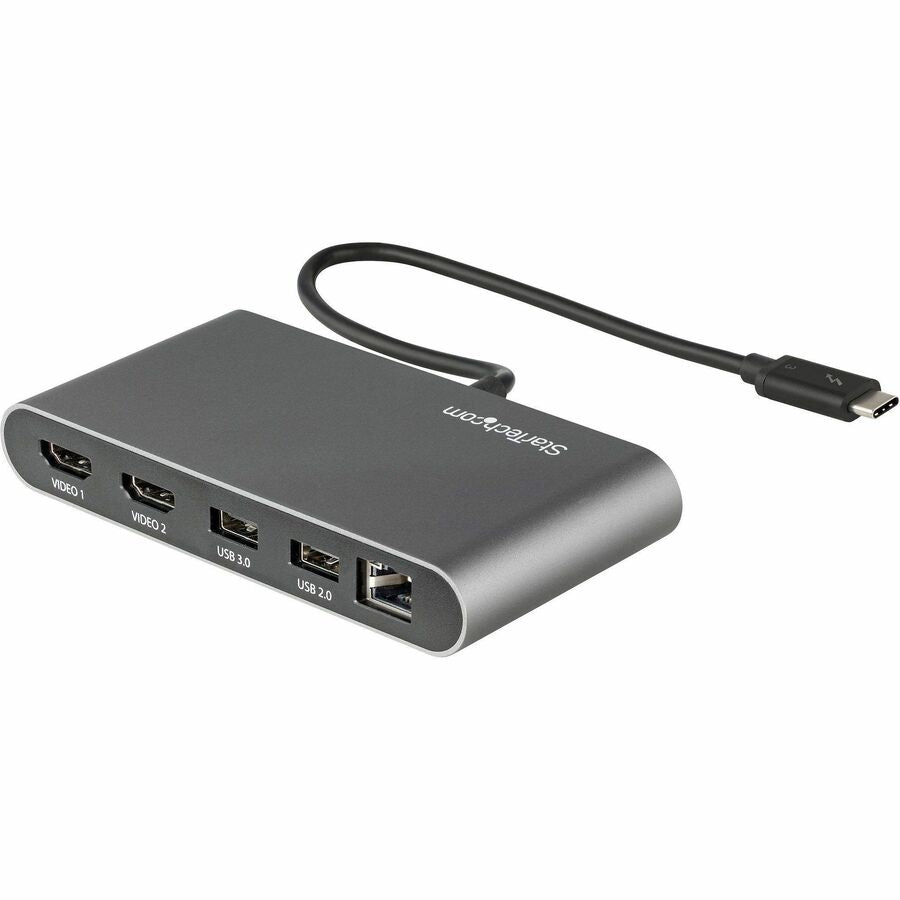 Alternate-Image1 Image for StarTech.com Thunderbolt 3 Mini Dock - Portable Dual Monitor TB3 Laptop Docking Station HDMI 4K 60Hz - 2x USB-A & GbE - 28cm (11") cable