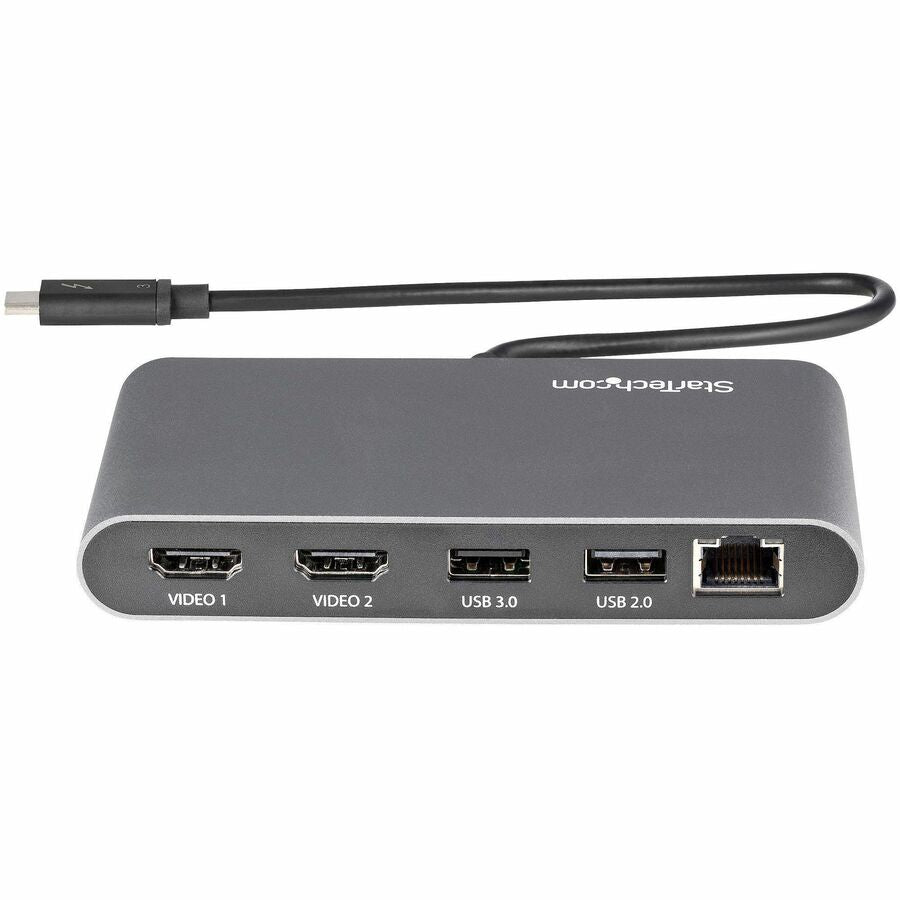 Alternate-Image3 Image for StarTech.com Thunderbolt 3 Mini Dock - Portable Dual Monitor TB3 Laptop Docking Station HDMI 4K 60Hz - 2x USB-A & GbE - 28cm (11") cable