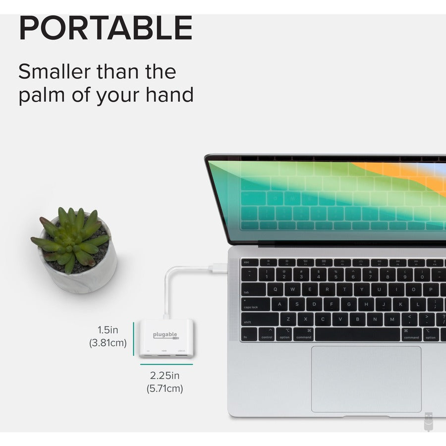 Alternate-Image5 Image for Plugable USB C to HDMI Multiport Adapter, 3-in-1 USB C Hub with 4K HDMI Output, USB 3.0 and USB-C Charging Port