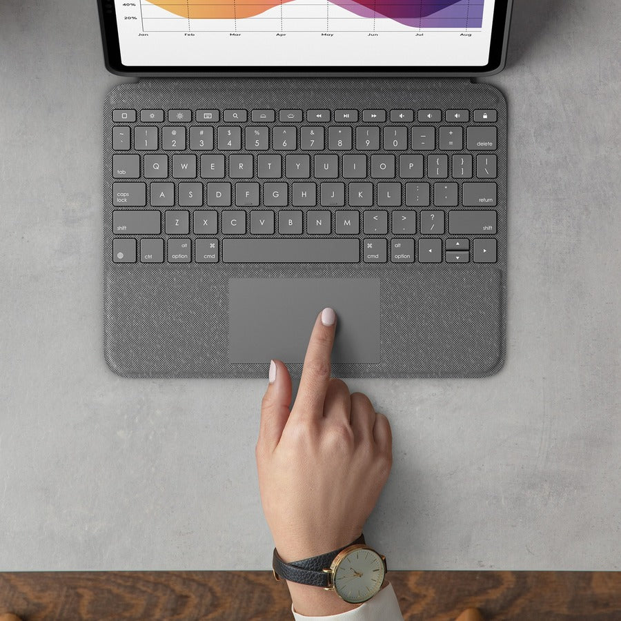Life-Style Image for Logitech Folio Touch iPad Keyboard Case with Trackpad and Smart Connector for iPad Air 11-inch (M2 & M3), iPad Air (4th & 5th gen) - Oxford Gray