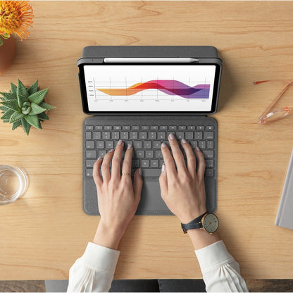 Alternate-Image2 Image for Logitech Folio Touch iPad Keyboard Case with Trackpad and Smart Connector for iPad Air 11-inch (M2 & M3), iPad Air (4th & 5th gen) - Oxford Gray