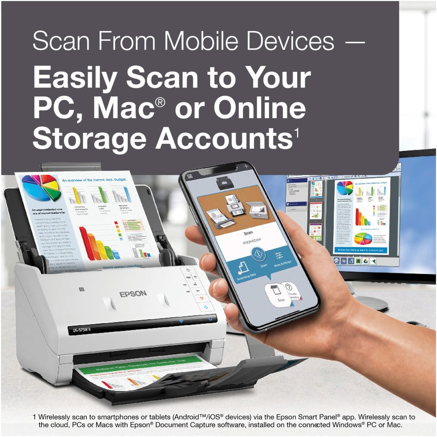 Alternate-Image2 Image for Epson DS-575W II Sheetfed Scanner - 600 x 600 dpi Optical