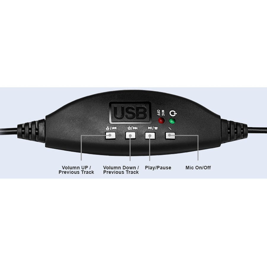 Alternate-Image4 Image for Adesso USB Stereo Headset with Adjustable Microphone- Noise Cancelling- Mono - USB - Wired - Over-the-head - 6 ft Cable -, Omni-directional Microphone - Black