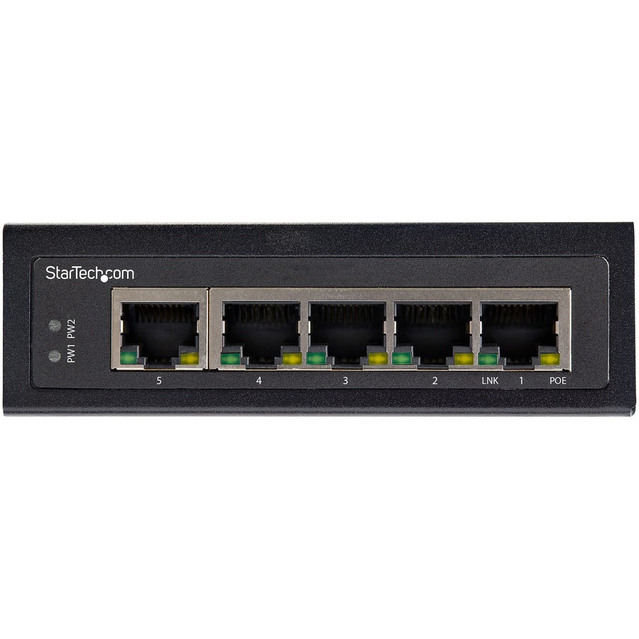 Alternate-Image2 Image for StarTech Industrial 5 Port Gigabit PoE Switch 30W, Power Over Ethernet Switch, GbE POE+ Network Switch, Unmanaged, IP-30, TAA