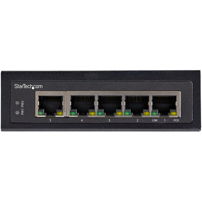 Alternate-Image2 Image for StarTech Industrial 5 Port Gigabit PoE Switch 30W, Power Over Ethernet Switch, GbE POE+ Network Switch, Unmanaged, IP-30, TAA