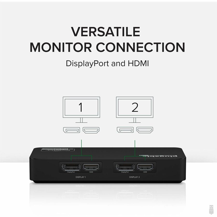 Alternate-Image2 Image for Plugable 4K DisplayPort and HDMI Dual Monitor Adapter for USB 3.0 and USB-C