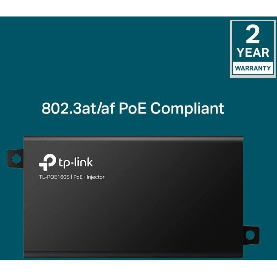 Alternate-Image3 Image for TP-LINK TL-PoE160S - 802.3at/af Gigabit PoE Injector - Non-PoE to PoE Adapter - Supplies PoE (15.4W) or PoE+ (30W) - Plug & Play - Desktop/Wall-Mount - Distance Up to 328 ft. - UL Certified - Black