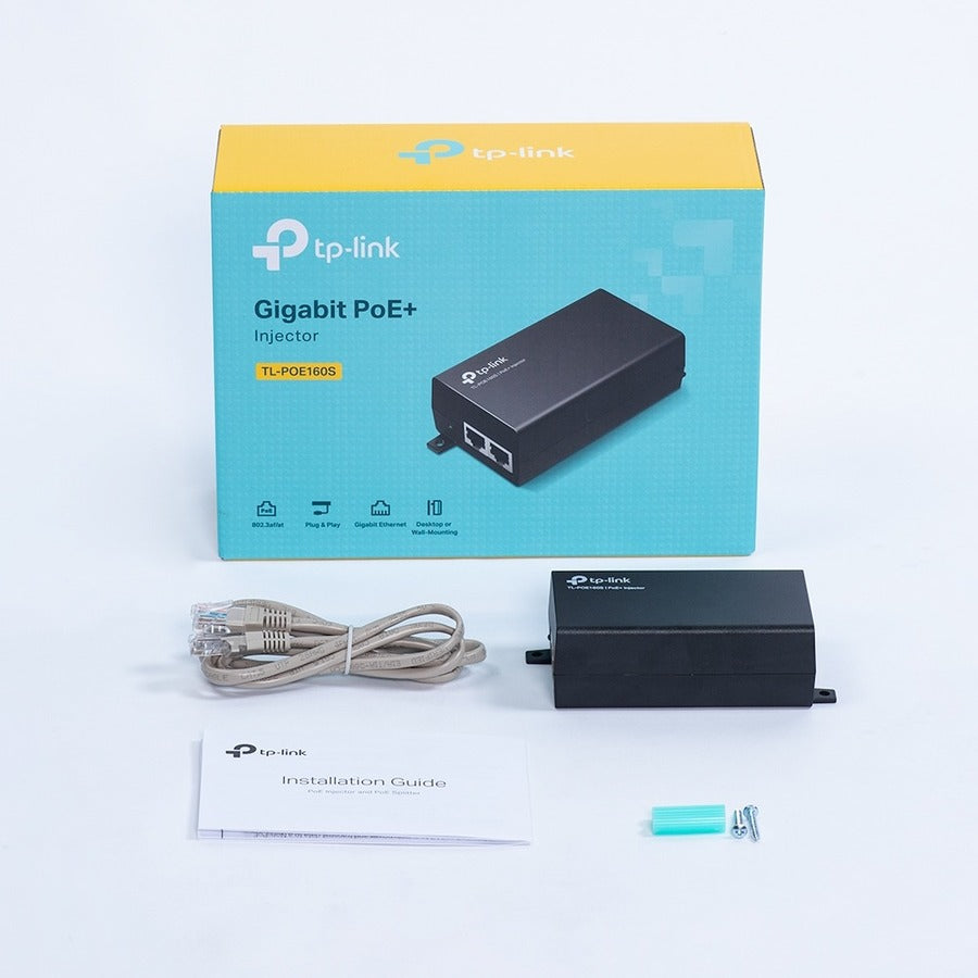 Alternate-Image2 Image for TP-LINK TL-PoE160S - 802.3at/af Gigabit PoE Injector - Non-PoE to PoE Adapter - Supplies PoE (15.4W) or PoE+ (30W) - Plug & Play - Desktop/Wall-Mount - Distance Up to 328 ft. - UL Certified - Black
