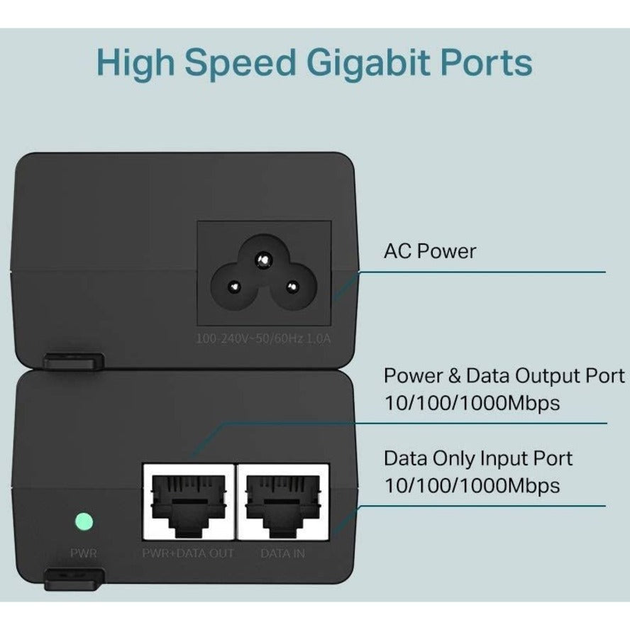 Alternate-Image4 Image for TP-LINK TL-PoE160S - 802.3at/af Gigabit PoE Injector - Non-PoE to PoE Adapter - Supplies PoE (15.4W) or PoE+ (30W) - Plug & Play - Desktop/Wall-Mount - Distance Up to 328 ft. - UL Certified - Black