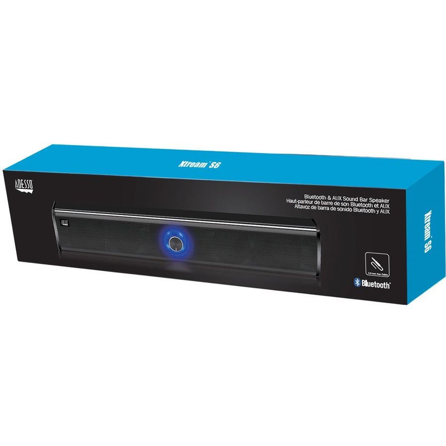 Alternate-Image3 Image for Adesso Xtream S6 Portable Bluetooth & Aux Sound Bar Speaker - 10W x 2 -Black - 3.5mm - Rechargeable Battery - Volume Control Knob - Wired/Wireless