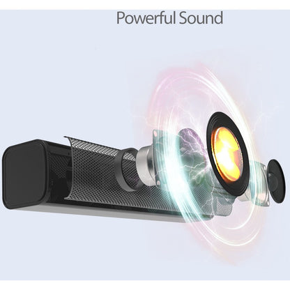 Alternate-Image5 Image for Adesso Xtream S6 Portable Bluetooth & Aux Sound Bar Speaker - 10W x 2 -Black - 3.5mm - Rechargeable Battery - Volume Control Knob - Wired/Wireless