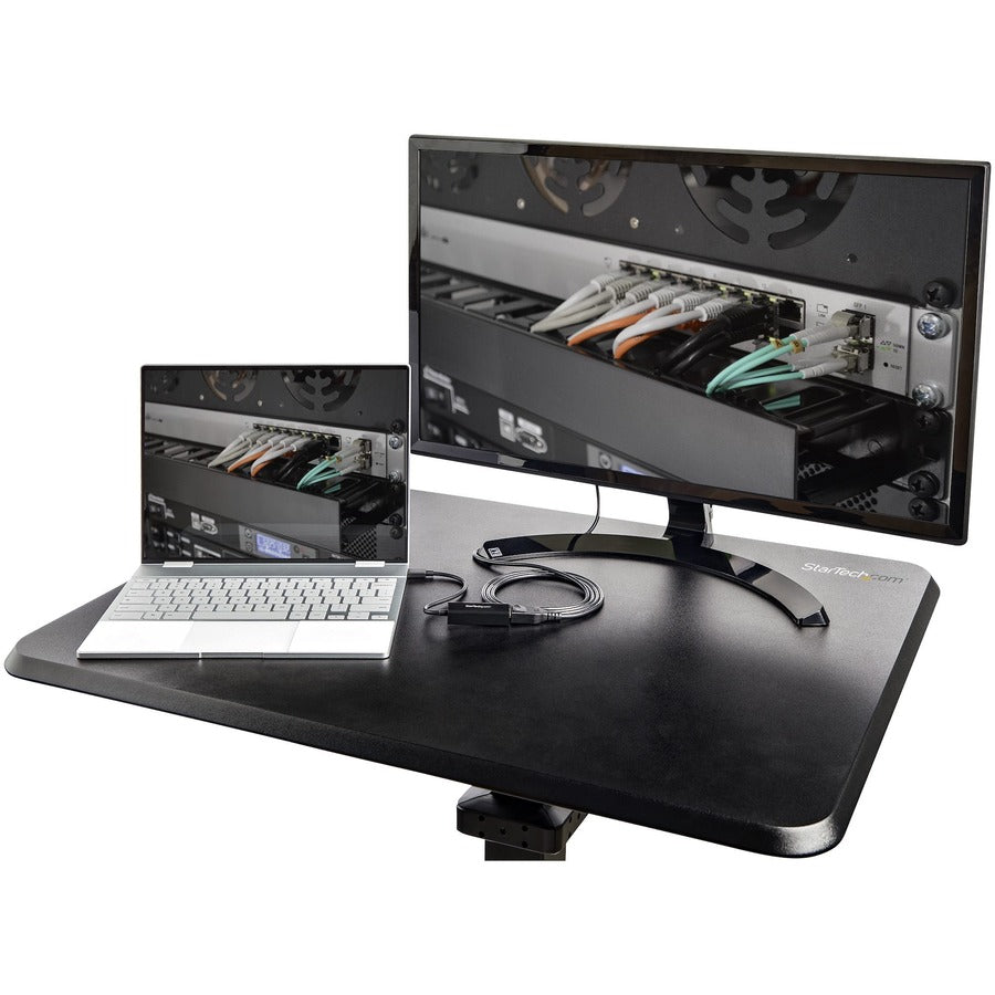 Alternate-Image1 Image for StarTech Mobile Standing Desk - Portable Sit-Stand Ergonomic Height Adjustable Cart on Wheels - Rolling Computer/Laptop Workstation