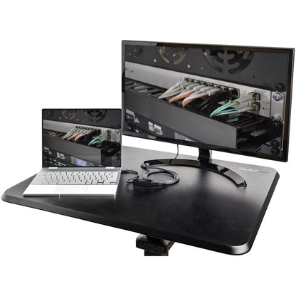 Alternate-Image1 Image for StarTech Mobile Standing Desk - Portable Sit-Stand Ergonomic Height Adjustable Cart on Wheels - Rolling Computer/Laptop Workstation