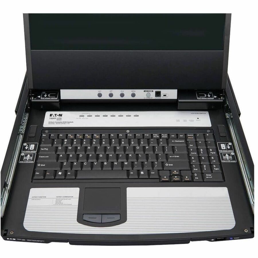 Alternate-Image2 Image for Eaton Tripp Lite Series 8-Port NetDirector DisplayPort KVM Switch Console with 17 in. LCD, Dual Rail, 1U Rack-Mount, TAA