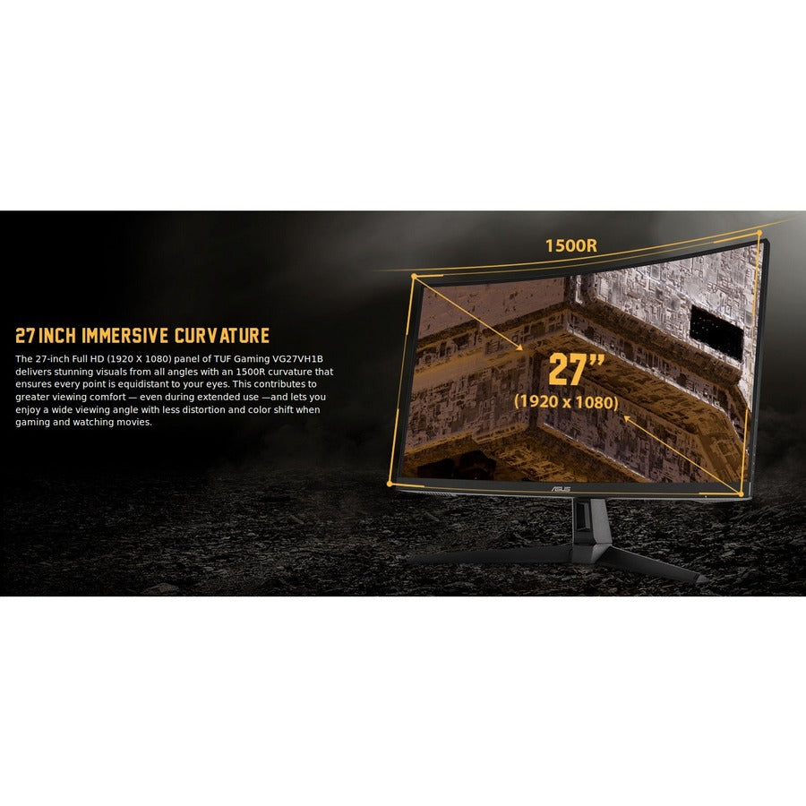 Alternate-Image1 Image for Asus VG27VH1B 27" Class Full HD Curved Screen Gaming LCD Monitor - 16:9 - Black