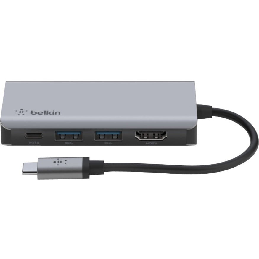 Alternate-Image4 Image for Belkin USB-C 4-in-1 Multiport Adapter, Laptop Docking Station, 2x USB-A 3.0, 4k HDMI, 100W Power Delivery