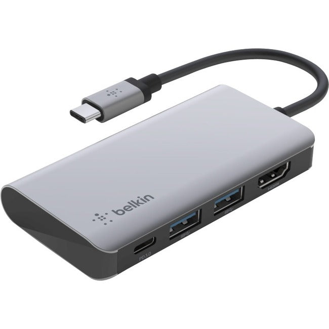 Main Image for Belkin USB-C 4-in-1 Multiport Adapter, Laptop Docking Station, 2x USB-A 3.0, 4k HDMI, 100W Power Delivery