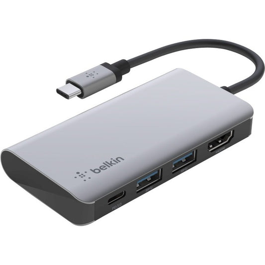 Main Image for Belkin USB-C 4-in-1 Multiport Adapter, Laptop Docking Station, 2x USB-A 3.0, 4k HDMI, 100W Power Delivery