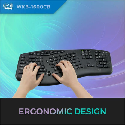 Alternate-Image2 Image for Adesso TruForm 1600 Wireless Ergonomic Keyboard and Optical Mouse