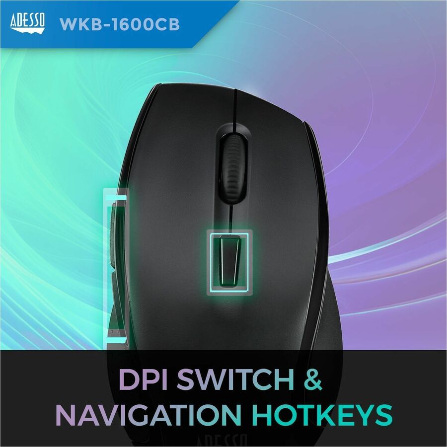 Alternate-Image4 Image for Adesso TruForm 1600 Wireless Ergonomic Keyboard and Optical Mouse