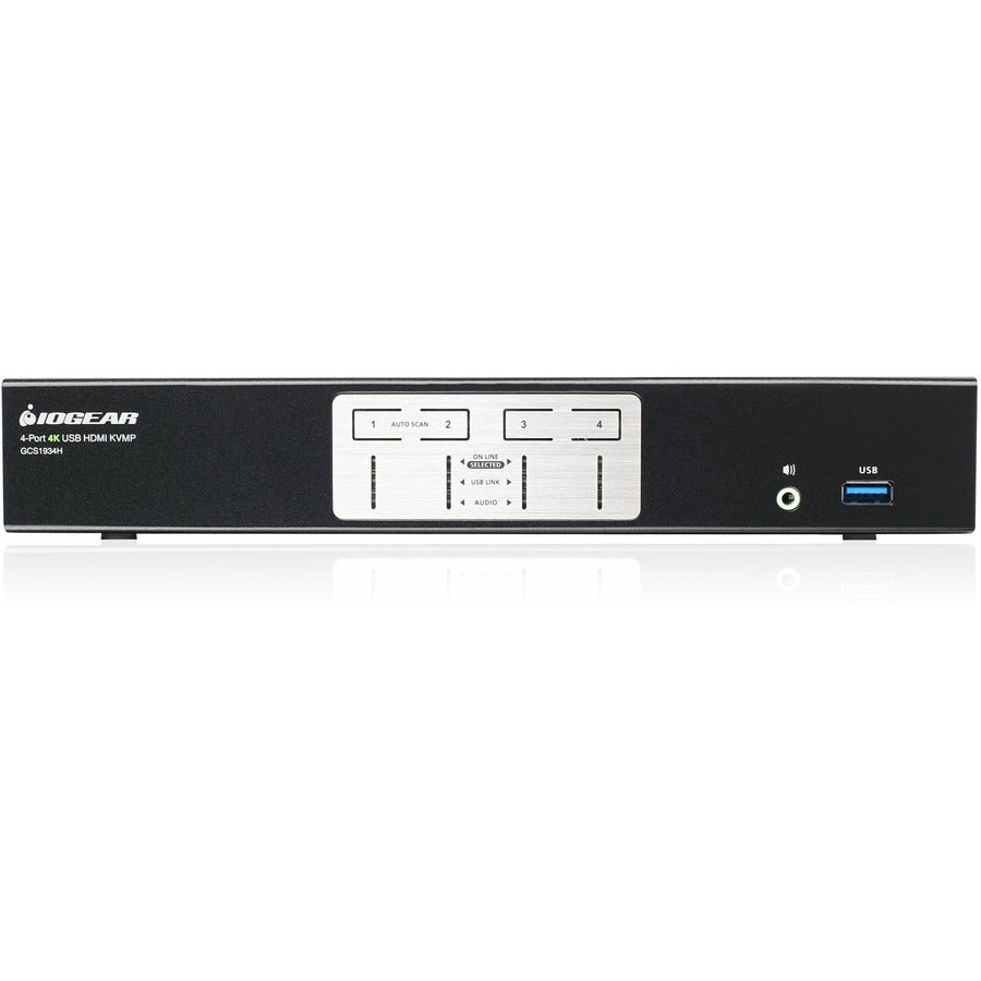 Front Image for IOGEAR 4-Port 4K KVMP Switch with HDMI Connection, USB 3.0 Hub, and Audio (TAA)
