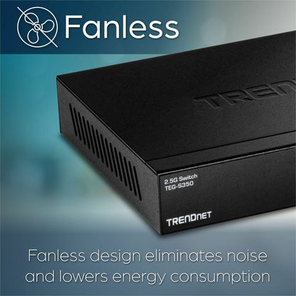 Alternate-Image8 Image for TRENDnet 5-Port 2.5Gb Multi-Gigabit Unmanaged Gaming Switch, TEG-S350, 5 x 2.5GBASE-T Ports, 25Gbps Switching Capacity, Ethernet Splitter, NDAA & TAA Compliant, Fanless, Lifetime Protection, Black