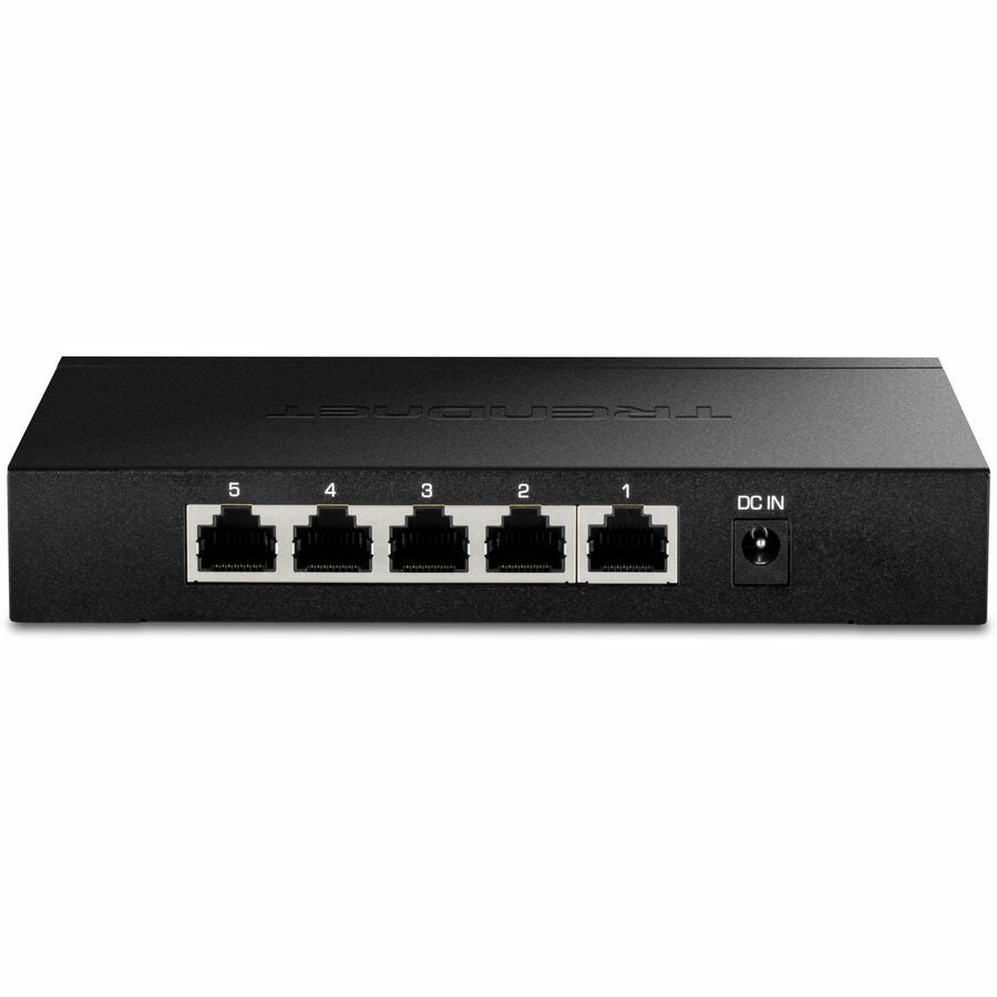 Rear Image for TRENDnet 5-Port 2.5Gb Multi-Gigabit Unmanaged Gaming Switch, TEG-S350, 5 x 2.5GBASE-T Ports, 25Gbps Switching Capacity, Ethernet Splitter, NDAA & TAA Compliant, Fanless, Lifetime Protection, Black
