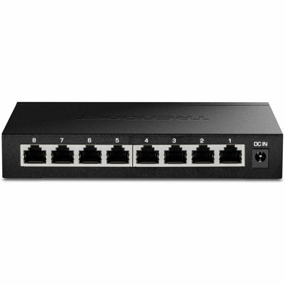 Rear Image for TRENDnet 8-Port 2.5Gb Multi-Gigabit Unmanaged Gaming Switch, TEG-S380, 8 x 2.5GBASE-T Ports, 25Gbps Switching Capacity, Ethernet Splitter, NDAA & TAA Compliant, Fanless, Lifetime Protection, Black