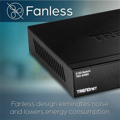 Alternate-Image5 Image for TRENDnet 8-Port 2.5Gb Multi-Gigabit Unmanaged Gaming Switch, TEG-S380, 8 x 2.5GBASE-T Ports, 25Gbps Switching Capacity, Ethernet Splitter, NDAA & TAA Compliant, Fanless, Lifetime Protection, Black