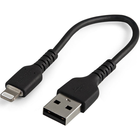 Main Image for StarTech 6 inch/15cm Durable Black USB-A to Lightning Cable, Rugged Heavy Duty Charging/Sync Cable for Apple iPhone/iPad MFi Certified