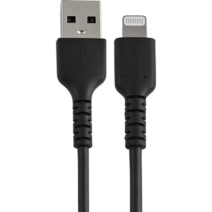 Alternate-Image1 Image for StarTech 6 inch/15cm Durable Black USB-A to Lightning Cable, Rugged Heavy Duty Charging/Sync Cable for Apple iPhone/iPad MFi Certified