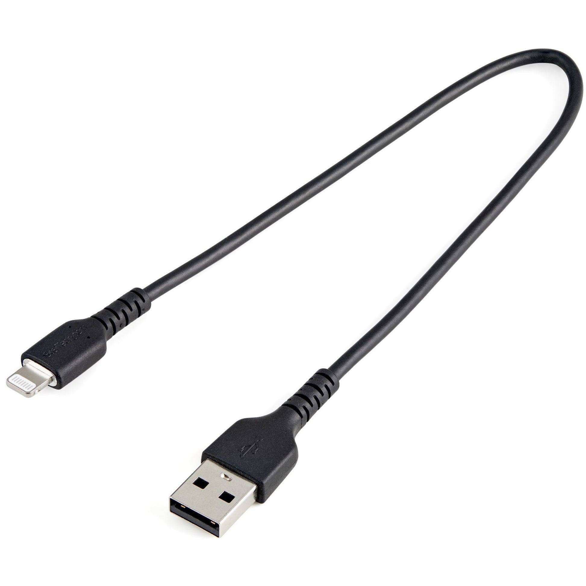 Main Image for StarTech.com 12inch/30cm Durable Black USB-A to Lightning Cable, Rugged Heavy Duty Charging/Sync Cable for Apple iPhone/iPad MFi Certified