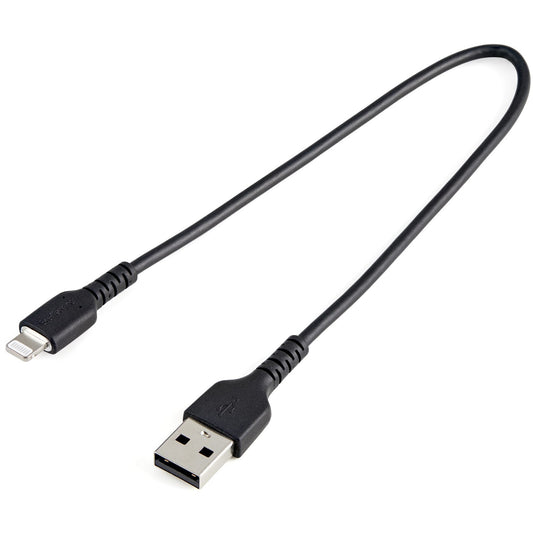 Main Image for StarTech.com 12inch/30cm Durable Black USB-A to Lightning Cable, Rugged Heavy Duty Charging/Sync Cable for Apple iPhone/iPad MFi Certified