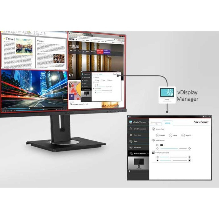 Alternate-Image7 Image for ViewSonic VG2440 24 Inch IPS 1080p Ergonomic Monitor with Integrate vDisplyManager HDMI DisplayPort VGA USB Inputs for Home and Office