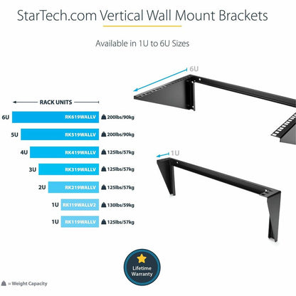 Alternate-Image5 Image for StarTech.com 5U Vertical Wall Mount Rack, 19" Wall Mounting Bracket, Open Low Profile Network/Server Room/Data/AV/IT/Patch Panel/Equipment