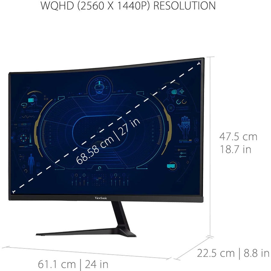 Alternate-Image8 Image for ViewSonic OMNI VX2718-2KPC-MHD 27 Inch Curved 1440p 1ms 165Hz Gaming Monitor with Adaptive Sync, Eye Care, HDMI and Display Port