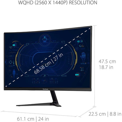 Alternate-Image8 Image for ViewSonic OMNI VX2718-2KPC-MHD 27 Inch Curved 1440p 1ms 165Hz Gaming Monitor with Adaptive Sync, Eye Care, HDMI and Display Port