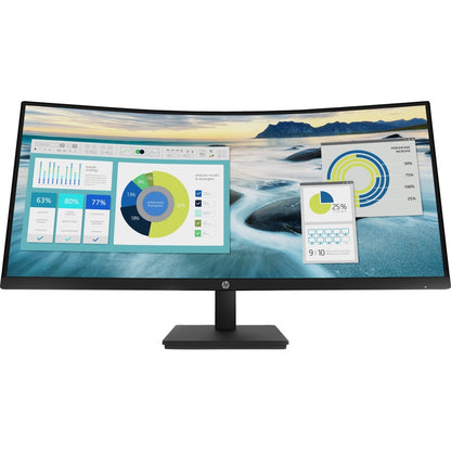 Front Image for HP P34HC G4 34" Class WQHD Curved Screen LCD Monitor - 21:9 - Black