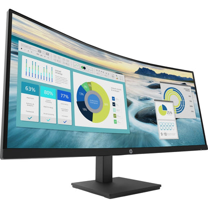 Alternate-Image1 Image for HP P34HC G4 34" Class WQHD Curved Screen LCD Monitor - 21:9 - Black