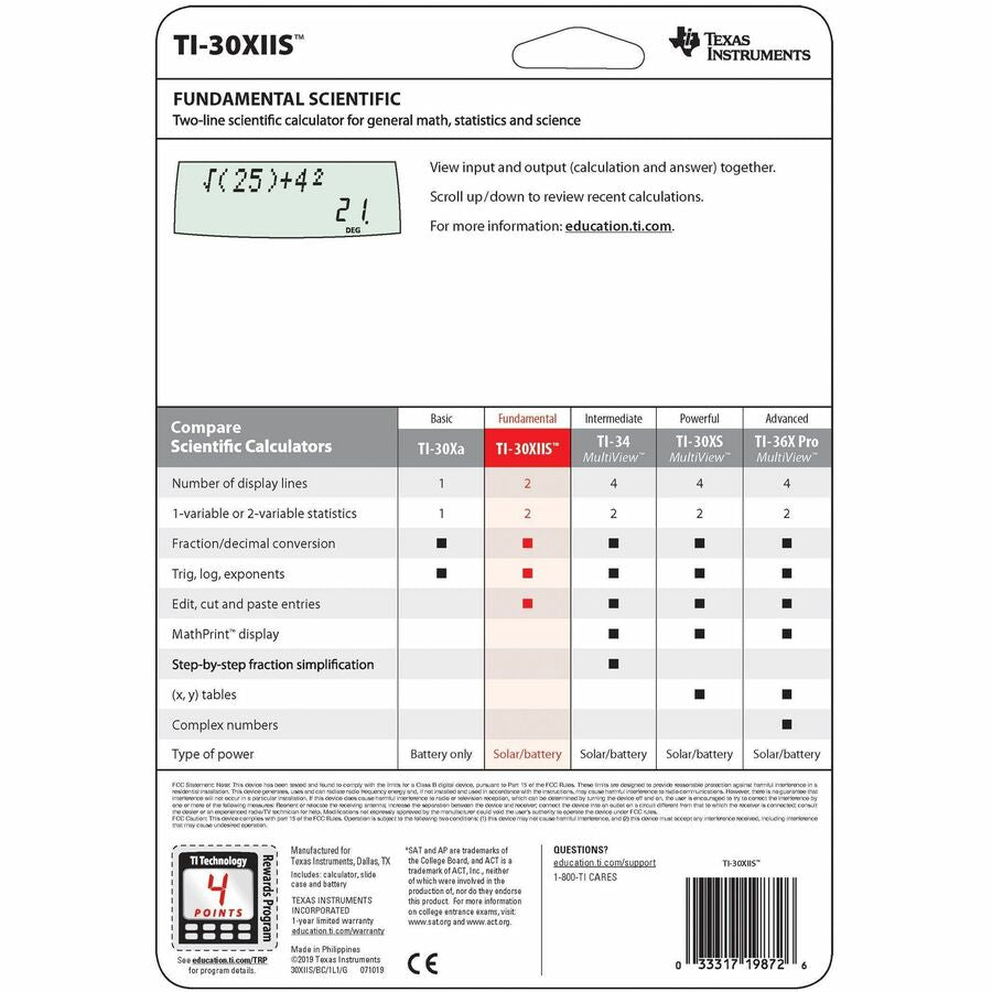 Alternate-Image4 Image for Texas Instruments TI-30XIIS Scientific Calculator