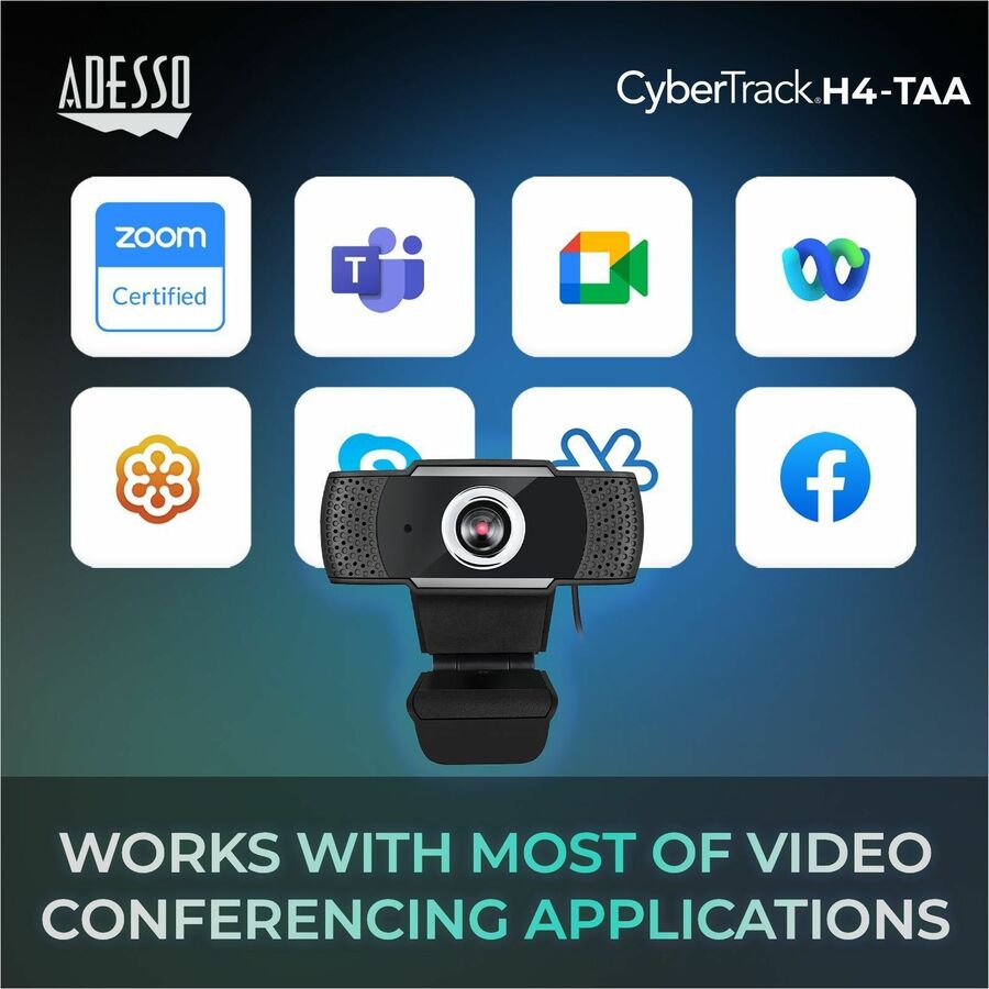 Alternate-Image6 Image for Adesso 1080P HD USB Webcam with Built-in Microphone TAA Compliant