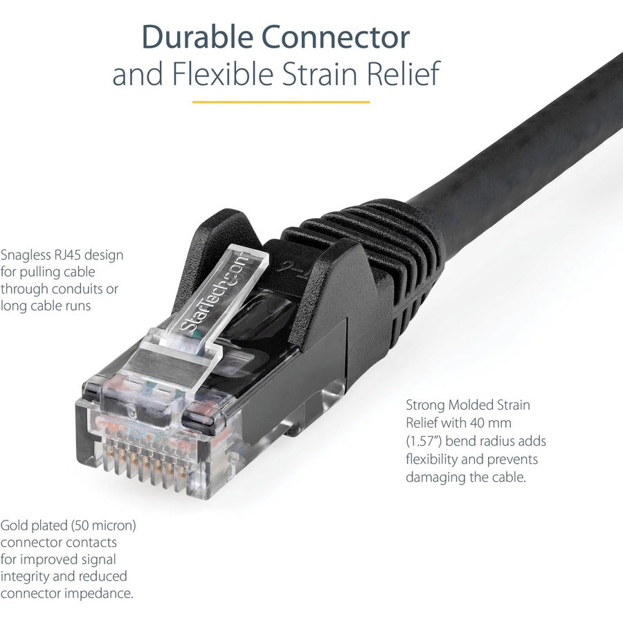 Alternate-Image3 Image for StarTech.com 6ft (1.8m) CAT6 Ethernet Cable, LSZH (Low Smoke Zero Halogen) 10 GbE Snagless 100W PoE UTP RJ45 Black Network Patch Cord, ETL