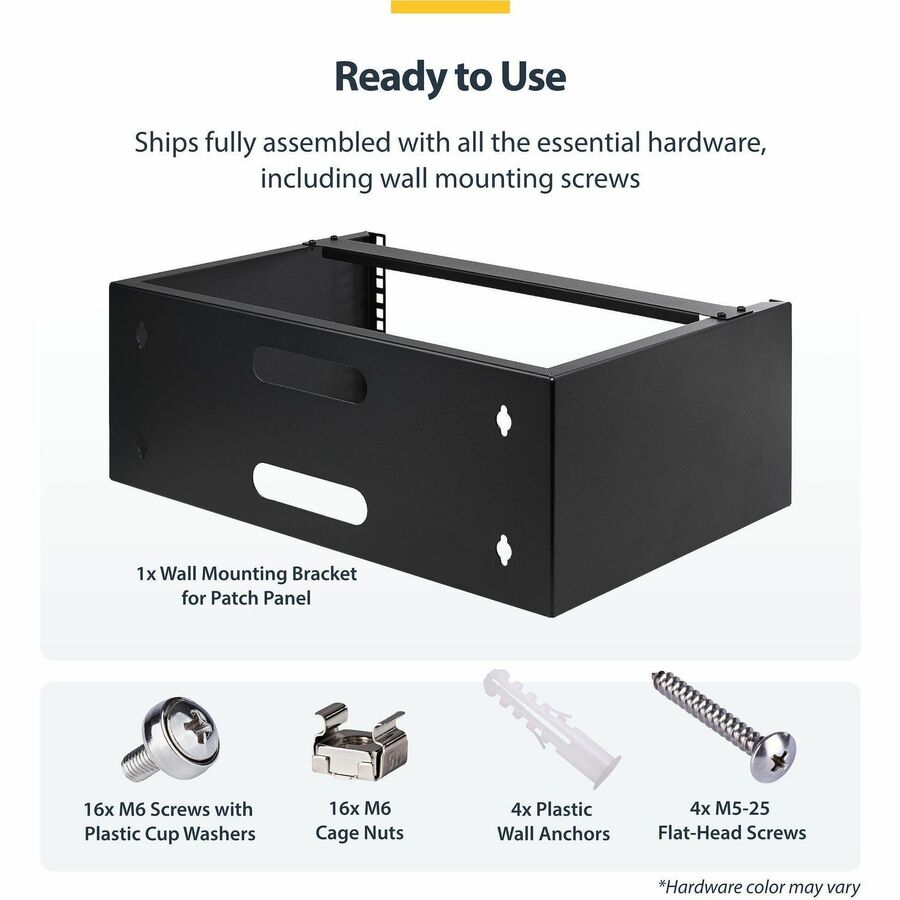 Alternate-Image4 Image for StarTech.com 4U Wall Mount Rack, 14in Deep, 19 inch Wall Mount Network Rack, Wall Mounting Patch Panel Bracket for Switch/IT Equipment